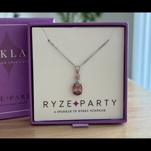 Ryze Party “Sangria CZ & Dusty Rose CZ” Sterling Silver Pendant Necklace